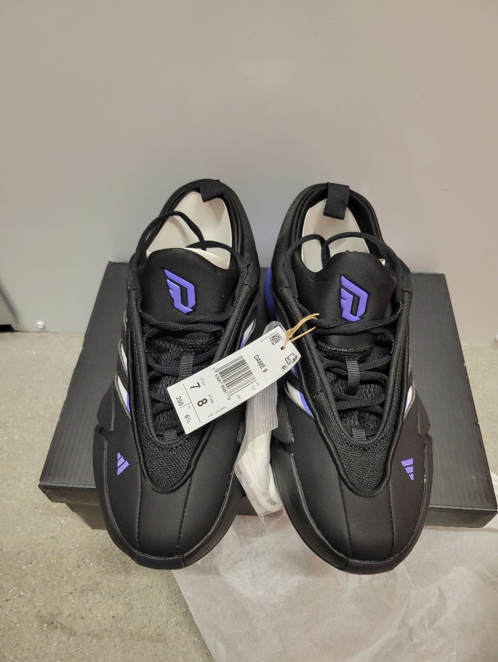 New Adidas Dame 7 Basketball Shoes Men's Ji1938 Core Black/Purple